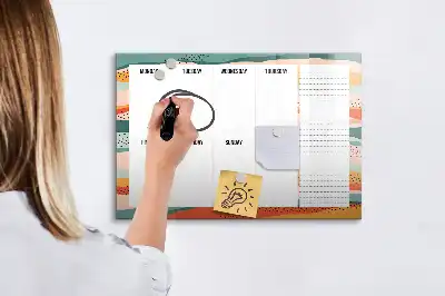 Magnetic marker board retro weekly planner