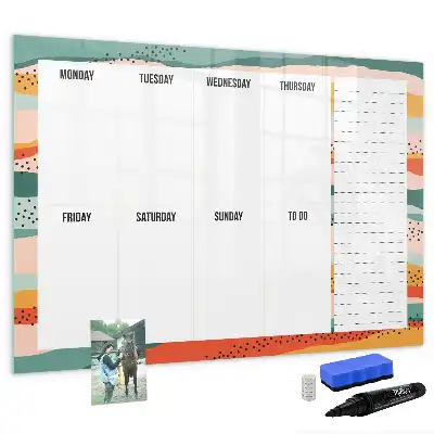 Magnetic marker board retro weekly planner