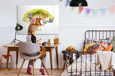 Magnetic glass dry erase board with family tree design