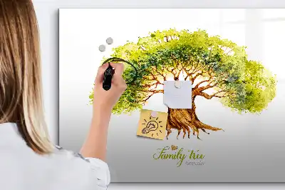 Magnetic glass dry erase board with family tree design
