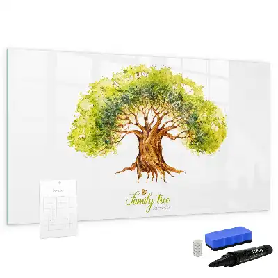 Magnetic glass dry erase board with family tree design