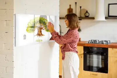 Magnetic glass dry erase board with family tree design