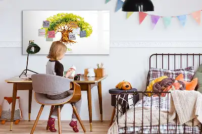 Magnetic glass dry erase board with family tree design