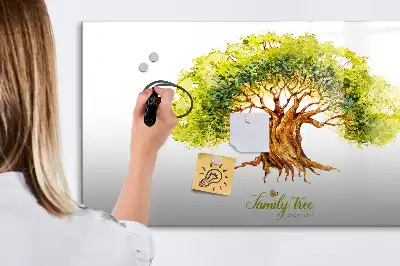 Magnetic glass dry erase board with family tree design