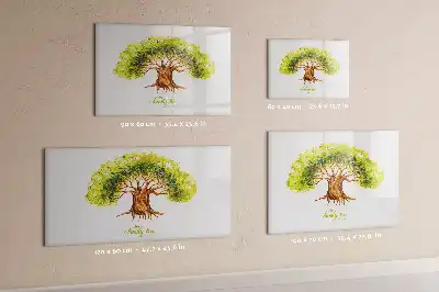 Magnetic glass dry erase board with family tree design