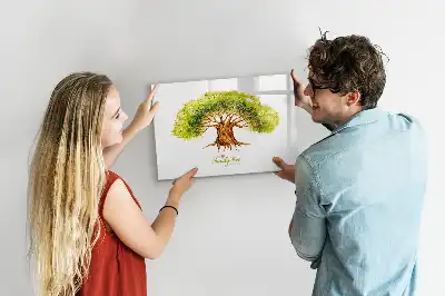 Magnetic glass dry erase board with family tree design