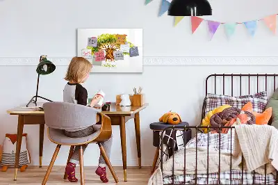 Magnetic glass dry erase board with family tree design