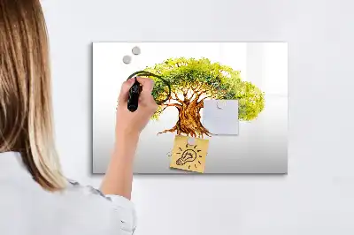 Magnetic glass dry erase board with family tree design