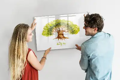 Magnetic glass dry erase board with family tree design