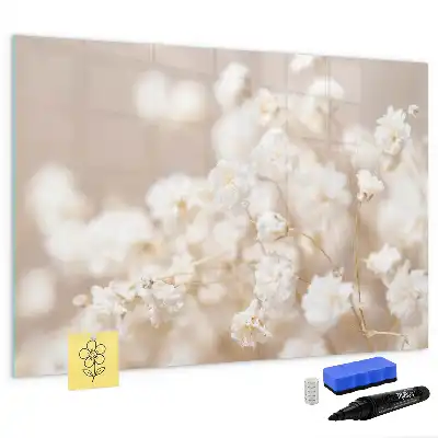 Magnetic marker board with small white flowers print