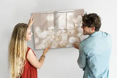 Magnetic marker board with small white flowers print