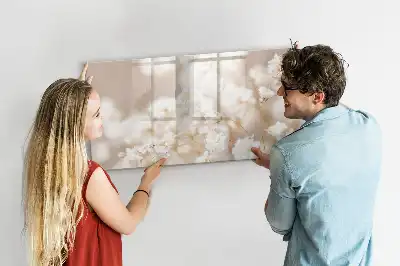 Magnetic marker board with small white flowers print