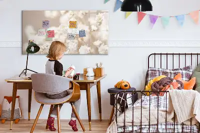 Magnetic marker board with small white flowers print