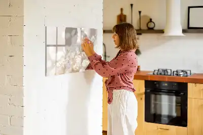 Magnetic marker board with small white flowers print