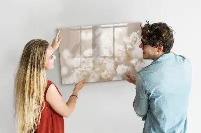 Magnetic marker board with small white flowers print