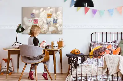 Magnetic marker board with small white flowers print