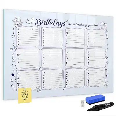 Magnetic glass dry erase board birthday card design