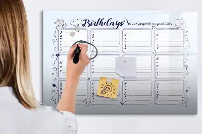 Magnetic glass dry erase board birthday card design