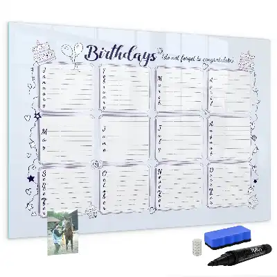 Magnetic glass dry erase board birthday card design