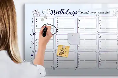 Magnetic glass dry erase board birthday card design