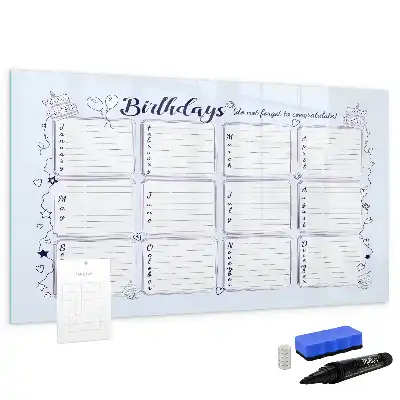 Magnetic glass dry erase board birthday card design