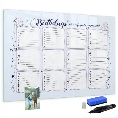 Magnetic glass dry erase board birthday card design