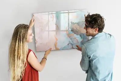 Magnetic marker board with an abstract image print