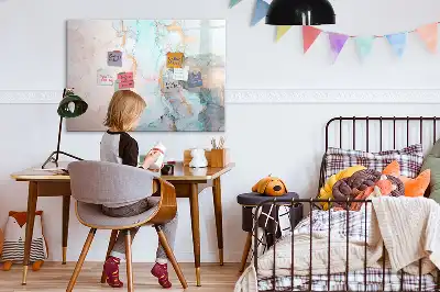 Magnetic marker board with an abstract image print