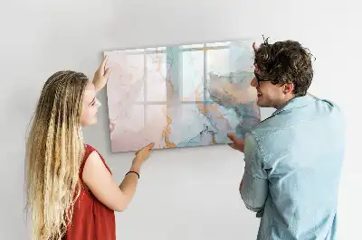 Magnetic marker board with an abstract image print