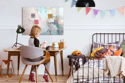 Magnetic marker board with an abstract image print