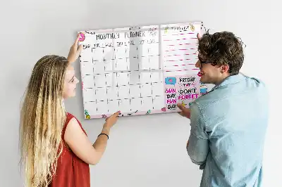 Magnetic glass dry erase board monthly planner