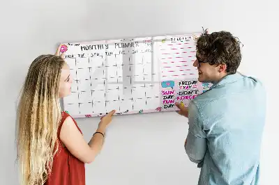 Magnetic glass dry erase board monthly planner