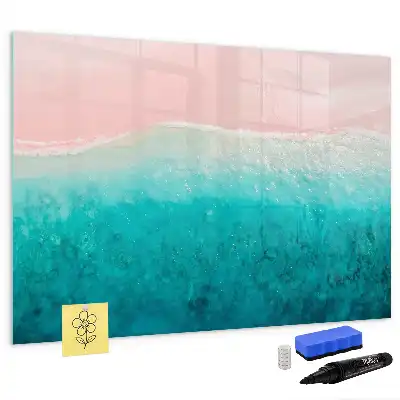 Magnetic marker board with beach and sea design