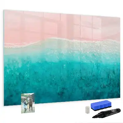 Magnetic marker board with beach and sea design