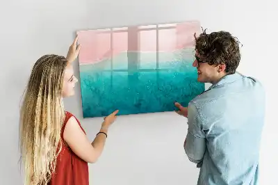 Magnetic marker board with beach and sea design