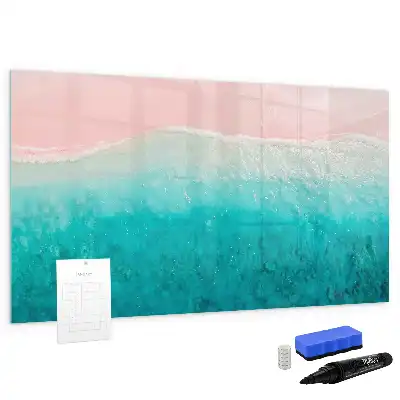 Magnetic marker board with beach and sea design
