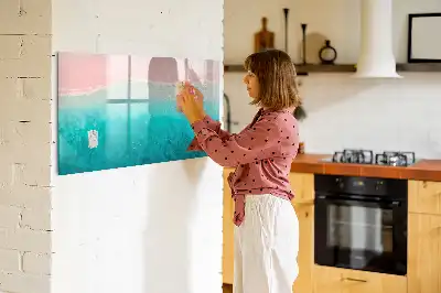 Magnetic marker board with beach and sea design