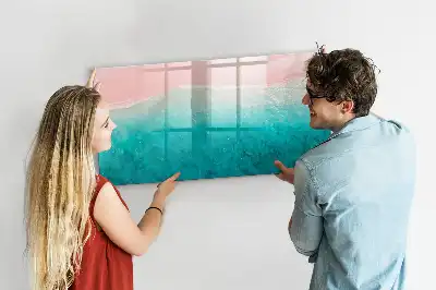 Magnetic marker board with beach and sea design
