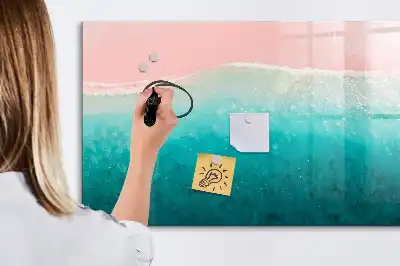 Magnetic marker board with beach and sea design