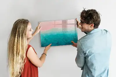 Magnetic marker board with beach and sea design