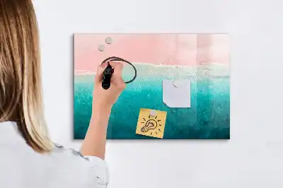 Magnetic marker board with beach and sea design