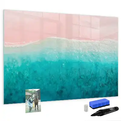 Magnetic marker board with beach and sea design