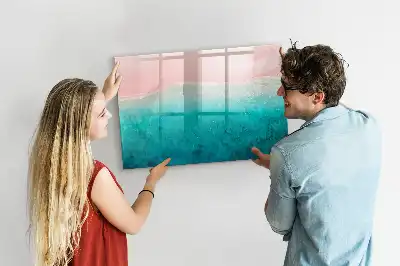 Magnetic marker board with beach and sea design