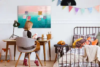 Magnetic marker board with beach and sea design