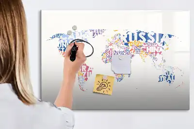 Magnetic world map marker board showing individual countries