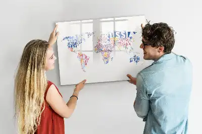 Magnetic world map marker board showing individual countries