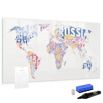 Magnetic world map marker board showing individual countries