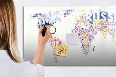 Magnetic world map marker board showing individual countries