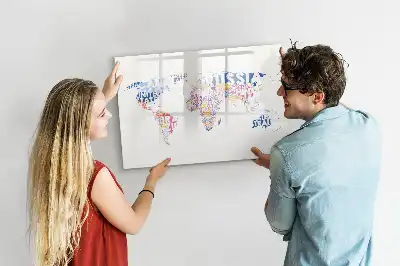 Magnetic world map marker board showing individual countries