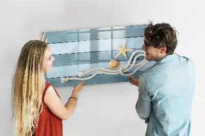 Magnetic glass dry erase board with plants and shells design